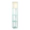 Simple Designs Floor Lamp Etagere Organizer Storage Shelf with Linen Shade, Aqua